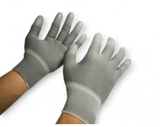 NAVI-Găng tay thun phủ PU ngón tay (màu xám) không viền